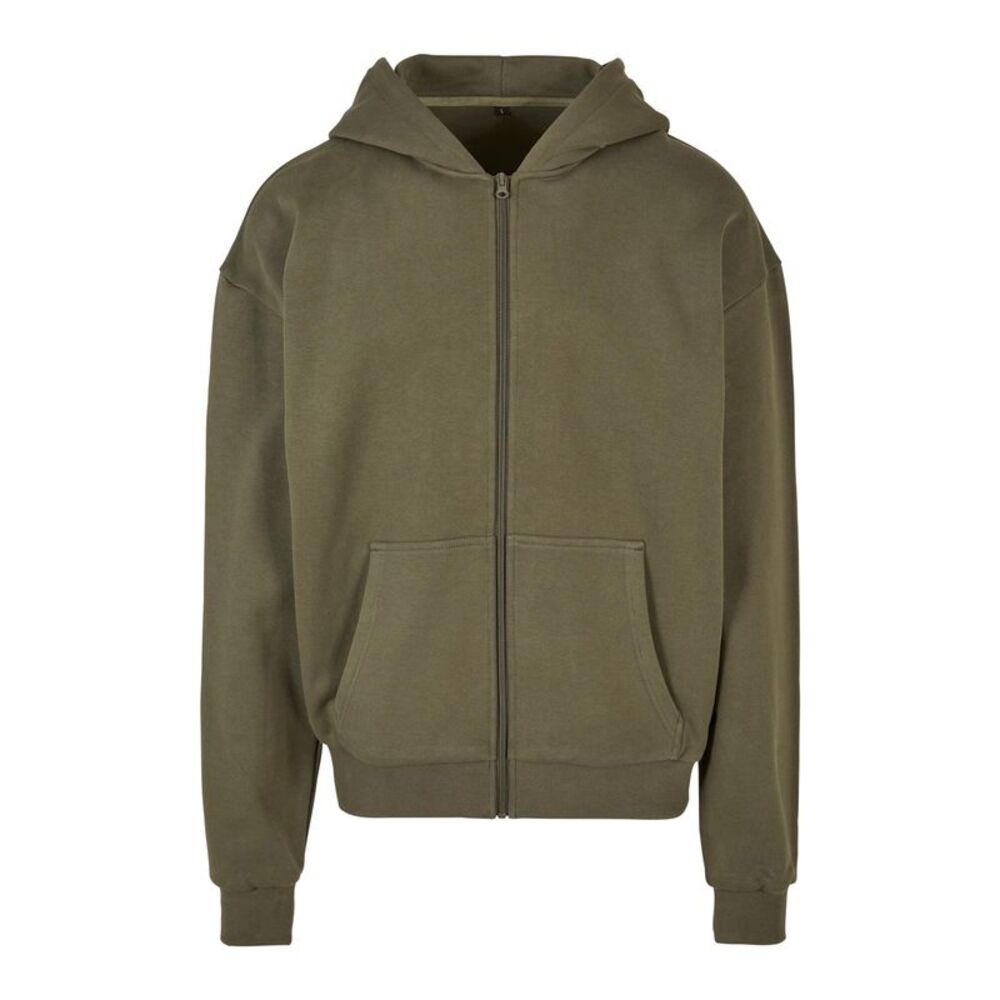 Build Your Brand Mens Vintage Heavyweight Full Zip Hoodie / Olive